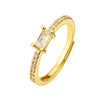 Wholesale Jewelry Light Luxury Geometric Copper Ring With Microset Color Diamond And Zircon Electroplated