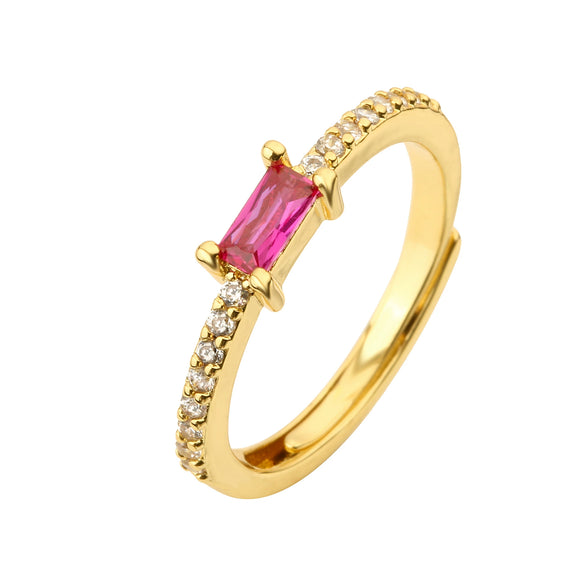 Wholesale Jewelry Light Luxury Geometric Copper Ring With Microset Color Diamond And Zircon Electroplated