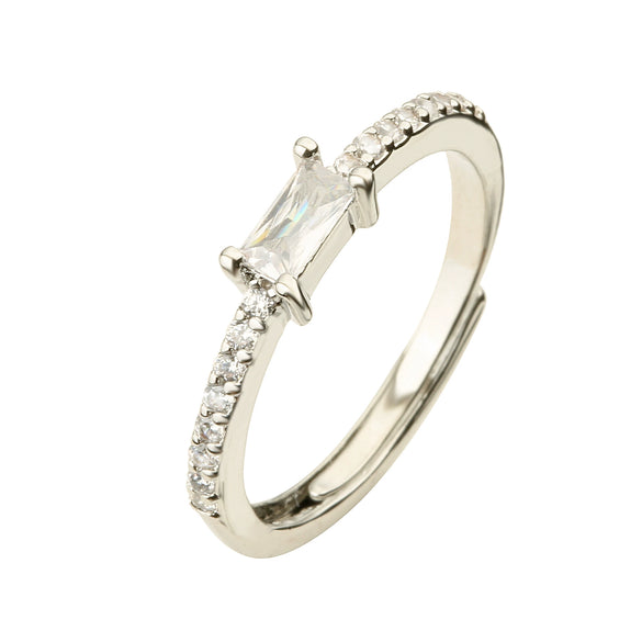 Wholesale Jewelry Light Luxury Geometric Copper Ring With Microset Color Diamond And Zircon Electroplated