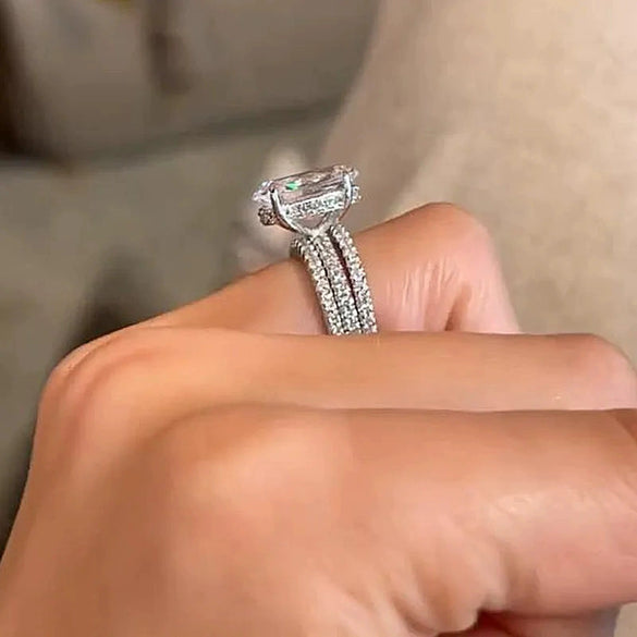 Wholesale Jewelry Light Luxury Geometric Copper Ring With Zircon Design