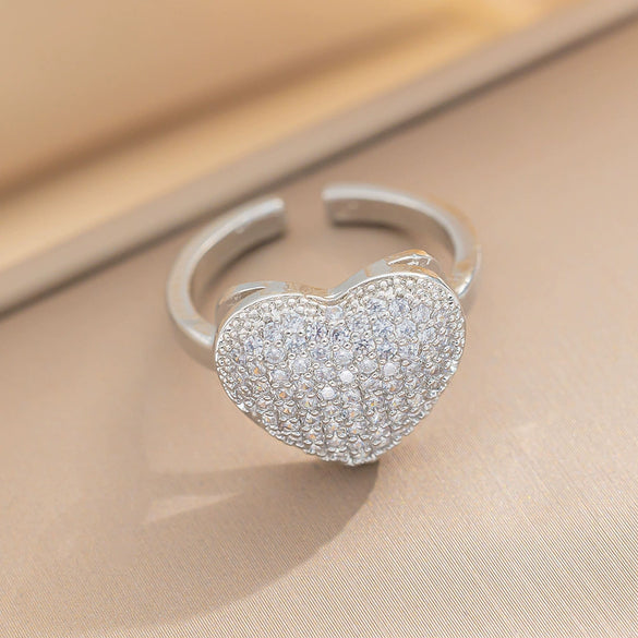 Wholesale Jewelry Light Luxury Geometric Copper Zircon Love Ring For Women