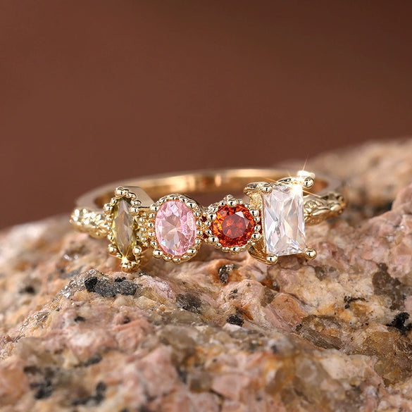 Wholesale Jewelry Light Luxury Geometric Copper Zircon Ring