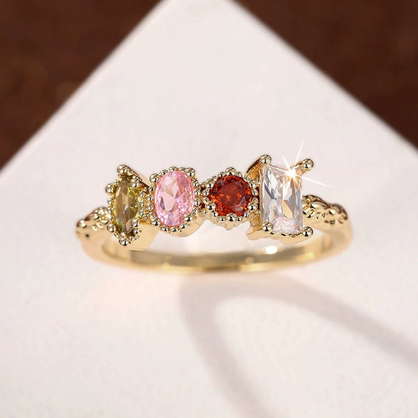 Wholesale Jewelry Light Luxury Geometric Copper Zircon Ring