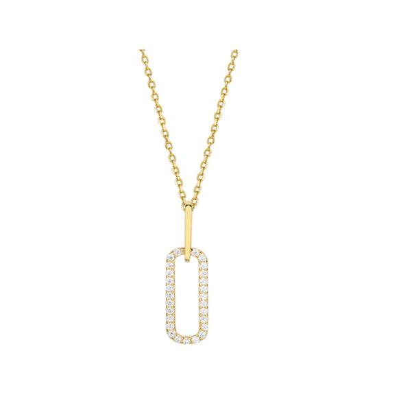 Wholesale Jewelry Light Luxury Geometric Double Ring Pendant 925 Sterling Silver Necklace With 14K Gold Plating And Microinlay Ochain For Women