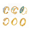 Wholesale Jewelry Light Luxury Geometric Irregular Titanium Steel Enamel Glaze Electroplated Ring