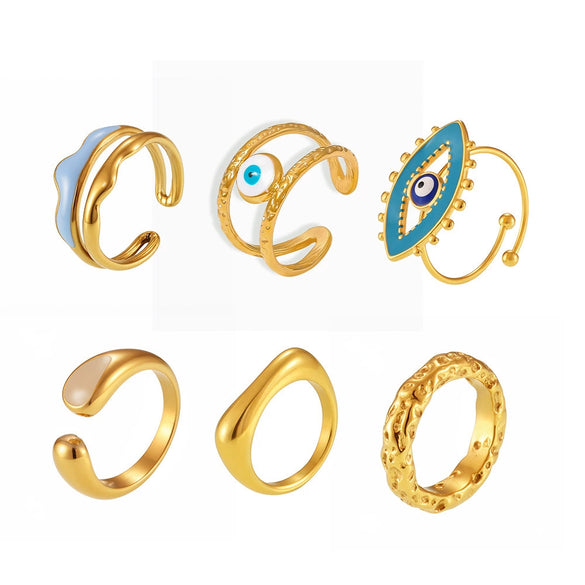 Wholesale Jewelry Light Luxury Geometric Irregular Titanium Steel Enamel Glaze Electroplated Ring
