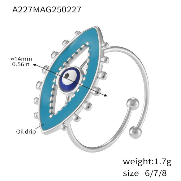 Wholesale Jewelry Light Luxury Geometric Irregular Titanium Steel Enamel Glaze Electroplated Ring