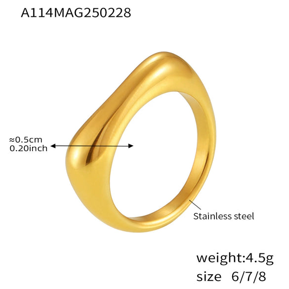 Wholesale Jewelry Light Luxury Geometric Irregular Titanium Steel Enamel Glaze Electroplated Ring