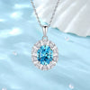 Wholesale Jewelry Light Luxury Geometric Marine Sapphire 925 Sterling Silver Clavicle Chain Pendant With Diamond For Women