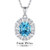 Wholesale Jewelry Light Luxury Geometric Marine Sapphire 925 Sterling Silver Clavicle Chain Pendant With Diamond For Women