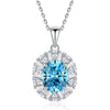 Wholesale Jewelry Light Luxury Geometric Marine Sapphire 925 Sterling Silver Clavicle Chain Pendant With Diamond For Women
