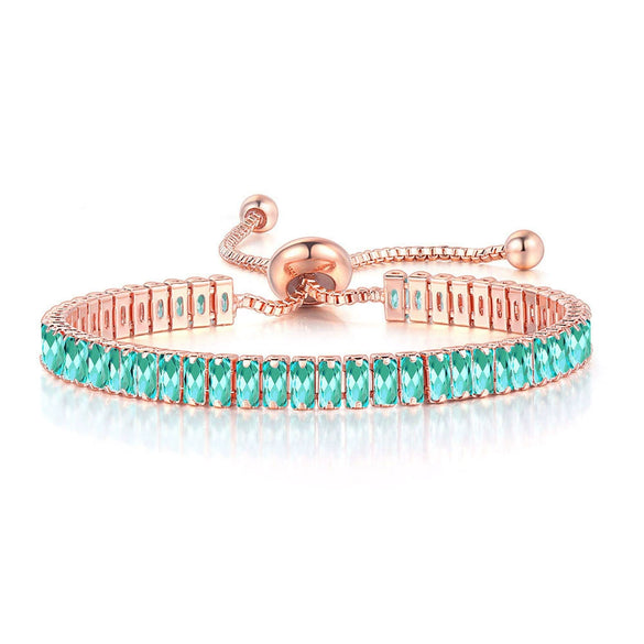Wholesale Jewelry Light Luxury Geometric Rectangular Zircon Copper Electroplated Bracelet For Women