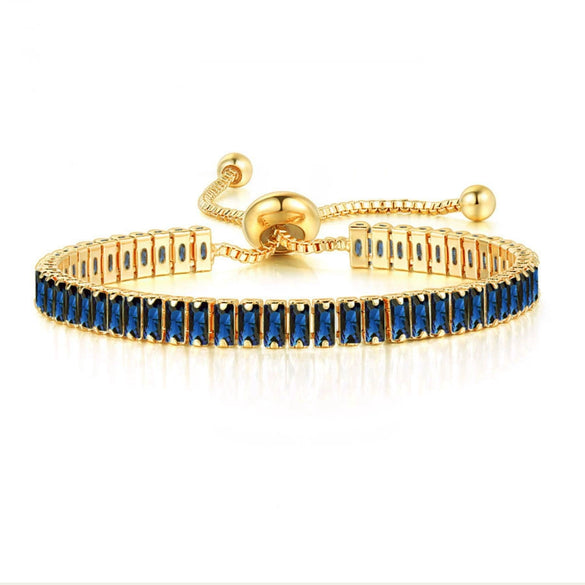 Wholesale Jewelry Light Luxury Geometric Rectangular Zircon Copper Electroplated Bracelet For Women