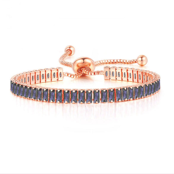 Wholesale Jewelry Light Luxury Geometric Rectangular Zircon Copper Electroplated Bracelet For Women