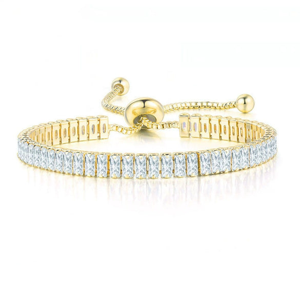 Wholesale Jewelry Light Luxury Geometric Rectangular Zircon Copper Electroplated Bracelet For Women