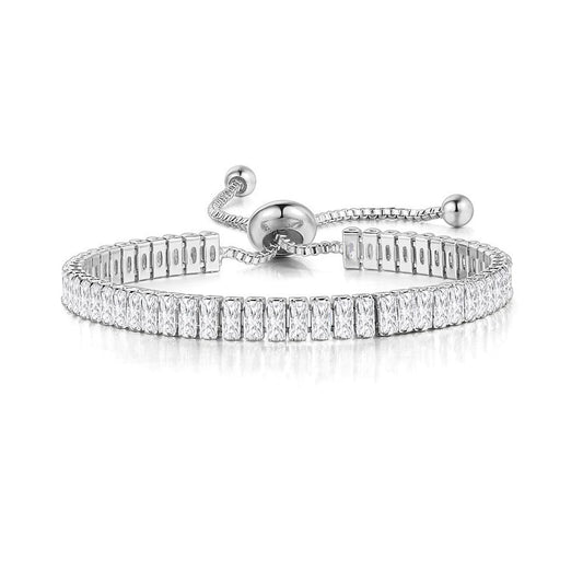 Wholesale Jewelry Light Luxury Geometric Rectangular Zircon Copper Electroplated Bracelet For Women