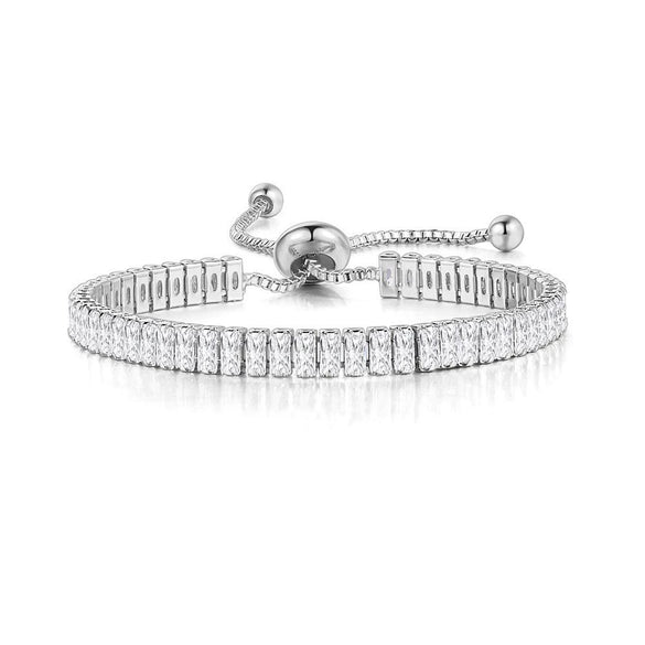 Wholesale Jewelry Light Luxury Geometric Rectangular Zircon Copper Electroplated Bracelet For Women