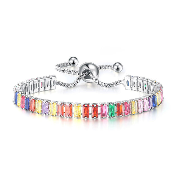 Wholesale Jewelry Light Luxury Geometric Rectangular Zircon Copper Electroplated Bracelet For Women