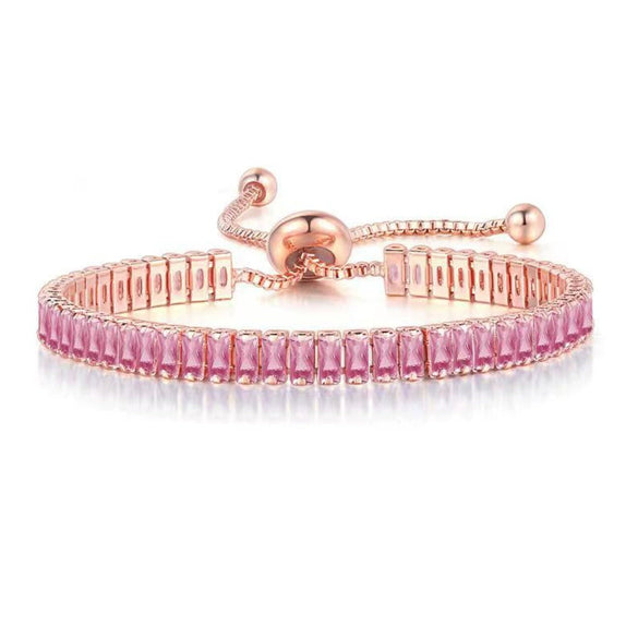 Wholesale Jewelry Light Luxury Geometric Rectangular Zircon Copper Electroplated Bracelet For Women
