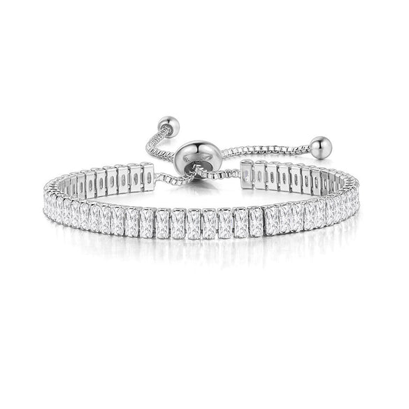 Wholesale Jewelry Light Luxury Geometric Rectangular Zircon Copper Electroplated Bracelet For Women