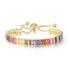 Wholesale Jewelry Light Luxury Geometric Rectangular Zircon Copper Electroplated Bracelet For Women