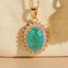 Wholesale Jewelry Light Luxury Geometric Resin Zircon Pendant Copper 14K Gold Plated Ochain Necklace For Women