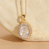 Wholesale Jewelry Light Luxury Geometric Resin Zircon Pendant Copper 14K Gold Plated Ochain Necklace For Women