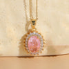 Wholesale Jewelry Light Luxury Geometric Resin Zircon Pendant Copper 14K Gold Plated Ochain Necklace For Women