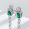 Wholesale Jewelry Light Luxury Geometric S925 Silver Bow Earring With Cultivating Emerald Inlay For Women