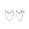 Wholesale Jewelry Light Luxury Geometric S925 Sterling Silver Threaded Earrings With Zirconium Inlaid And Electroplating