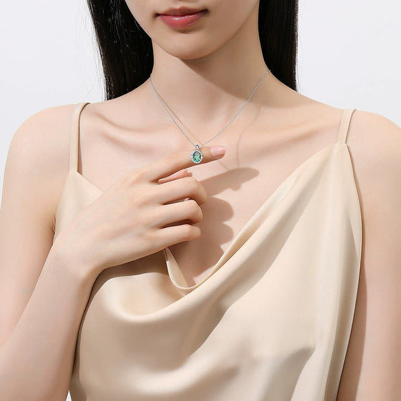 Wholesale Jewelry Light Luxury Geometric 925 Silver Aquamarine Cross Chain Necklace For Women