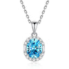Wholesale Jewelry Light Luxury Geometric 925 Silver Aquamarine Cross Chain Necklace For Women
