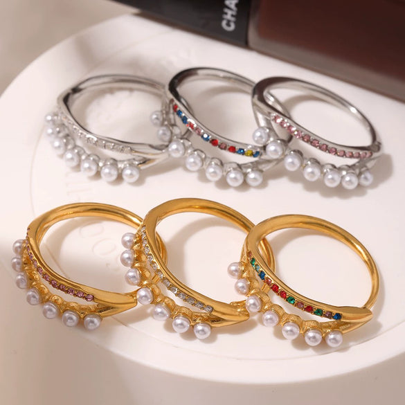 Wholesale Jewelry Light Luxury Geometric Stainless Steel 18K Gold Plated Ring For Women