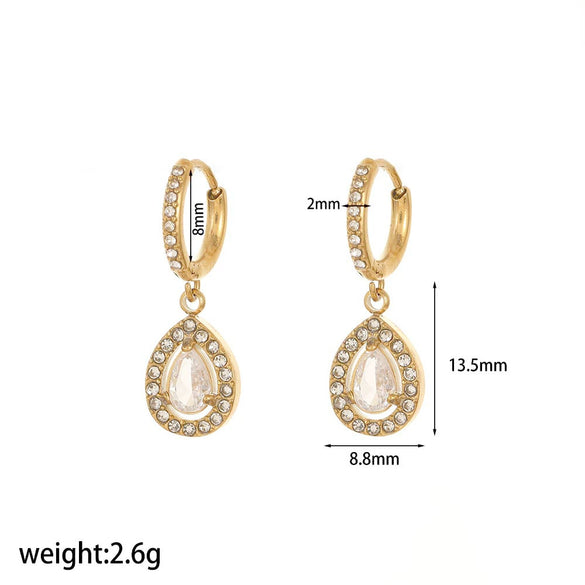 Wholesale Jewelry Light Luxury Geometric Stainless Steel Necklace With Rhinestones And O Chain For Women