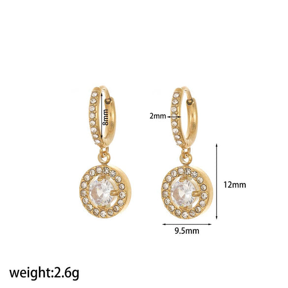 Wholesale Jewelry Light Luxury Geometric Stainless Steel Necklace With Rhinestones And O Chain For Women