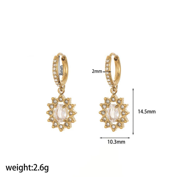 Wholesale Jewelry Light Luxury Geometric Stainless Steel Necklace With Rhinestones And O Chain For Women
