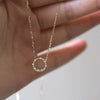 Wholesale Jewelry Light Luxury Geometric 925 Sterling Silver 14K Gold Plated Necklace With Inlaid Zircon And Diamond Circle Pendant Ochain For Women