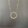 Wholesale Jewelry Light Luxury Geometric 925 Sterling Silver 14K Gold Plated Necklace With Inlaid Zircon And Diamond Circle Pendant Ochain For Women