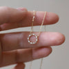 Wholesale Jewelry Light Luxury Geometric 925 Sterling Silver 14K Gold Plated Necklace With Inlaid Zircon And Diamond Circle Pendant Ochain For Women