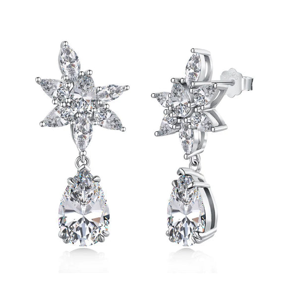 Wholesale Jewelry Light Luxury Geometric 925 Sterling Silver Mixed Gem Inlay Electroplated Ring Earrings Necklace Set