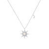 Wholesale Jewelry Light Luxury Geometric 925 Sterling Silver Sun Moon Opal Pendant Necklace For Women With Zirconia And Cross Chain