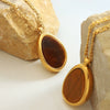 Wholesale Jewelry Light Luxury Geometric Tiger Eye Pendant Titanium Steel Necklace With Doublesided Grinding Chain And Electroplating