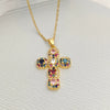 Wholesale Jewelry Light Luxury Geometric Titanium Steel And Copper Cross Pendant O Chain Necklace For Women