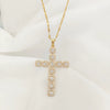 Wholesale Jewelry Light Luxury Geometric Titanium Steel And Copper Cross Pendant O Chain Necklace For Women