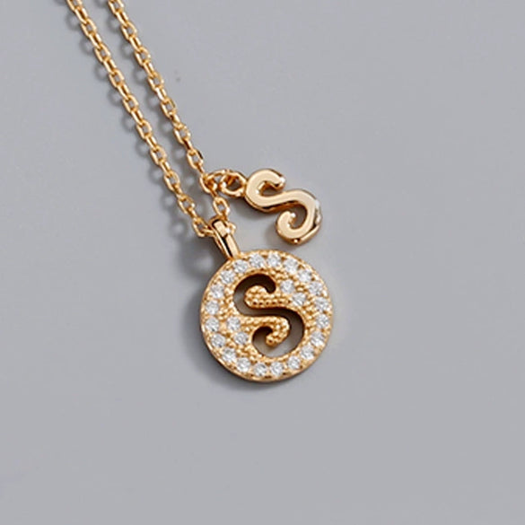 Wholesale Jewelry Light Luxury Ins Style S925 Sterling Silver Necklace With Letter Pendant And Cross Chain