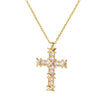 Wholesale Jewelry Light Luxury Microinlaid Zircon Cross Pendant Necklace Copper Electroplating Geometric Flower Style Women's