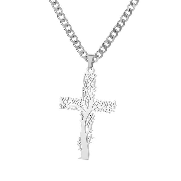 Wholesale Jewelry Light Luxury Microinlaid Zircon Cross Pendant Necklace Copper Electroplating Geometric Flower Style Women's
