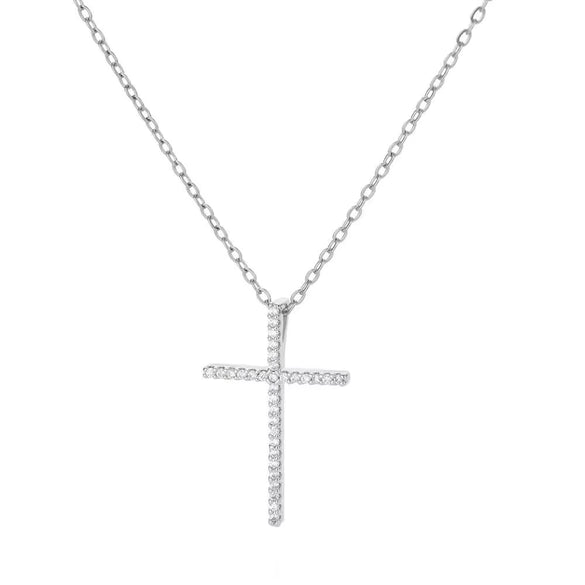 Wholesale Jewelry Light Luxury Microinlaid Zircon Cross Pendant Necklace Copper Electroplating Geometric Flower Style Women's