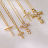 Wholesale Jewelry Light Luxury Microinlaid Zircon Cross Pendant Necklace Copper Electroplating Geometric Flower Style Women's