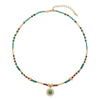 Wholesale Jewelry Light Luxury Minimalist Geometric Natural Stone And Copper Handmade Pendant Necklace With O Word Chain